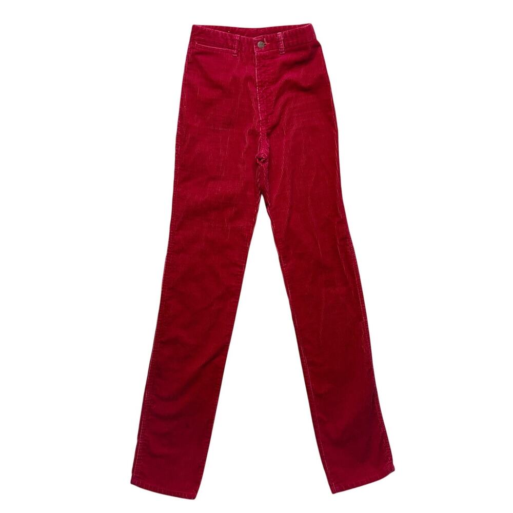 Vintage Chemin De Fer Pants 28XL Womens Red Corduroy High Rise Waist Long